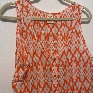 RAYON Faded Glory Orange White Button Down TANK Plus Size XXL 20